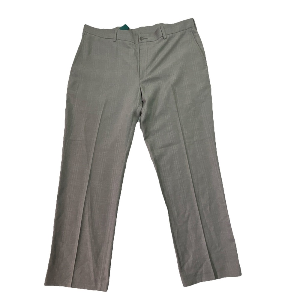 Cubavera Men's Gray Polyester Flat Front Straight Leg Dress Pants 38x30